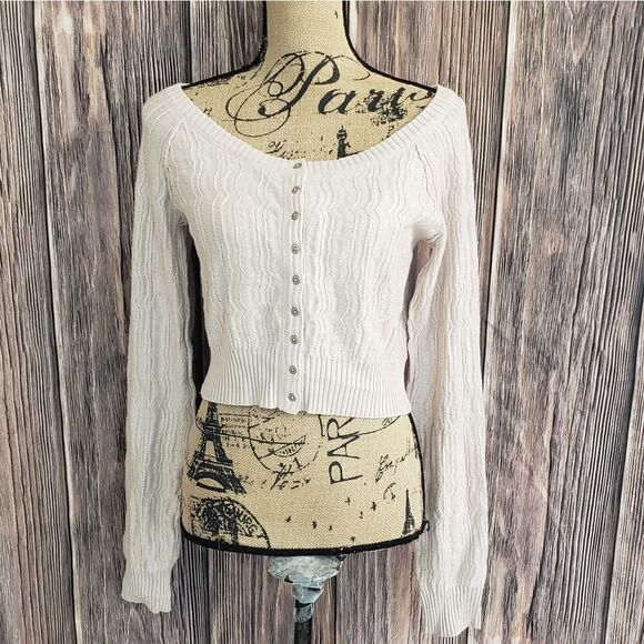 Free People Button Up Cropped Sweater W Size L - Picture 1 of 13